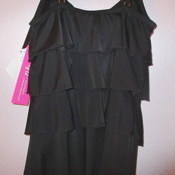 Fit 4 U Tiered Swimsuit Romper Size 18W One Piece Wide Leg Hip Minimizer Slimmin - Picture 9 of 12